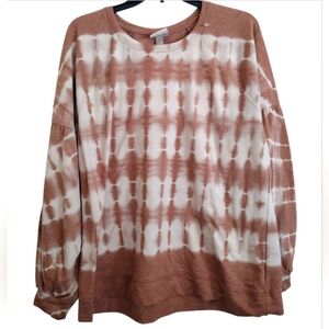 Knox Rose Terracotta Brown And Cream Tie-Dye Sweatshirt Size XXL